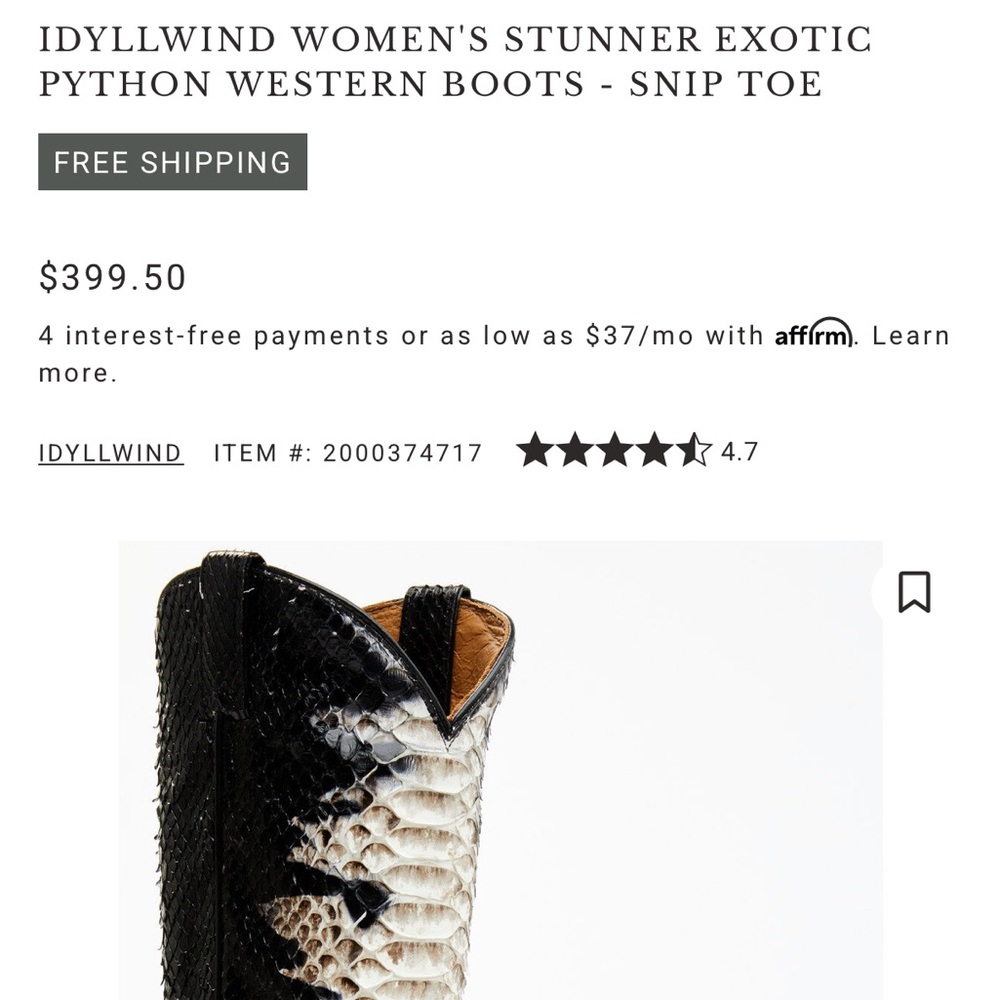 Idyllwind Women's Exotic Python Western Boots - image 5